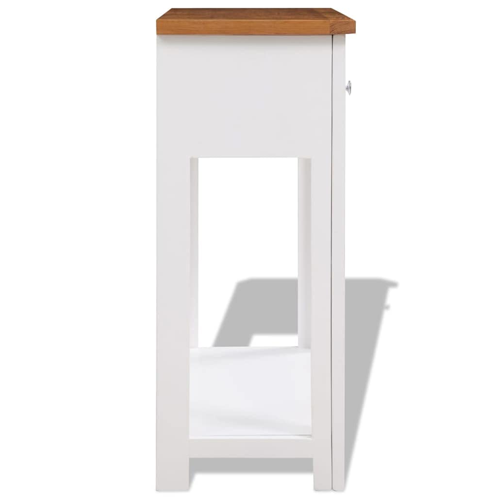 Solid Oak and Acacia Wood Console Table with Two Drawers and Shelf C99679