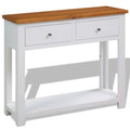 Solid Oak and Acacia Wood Console Table with Two Drawers and Shelf C99679
