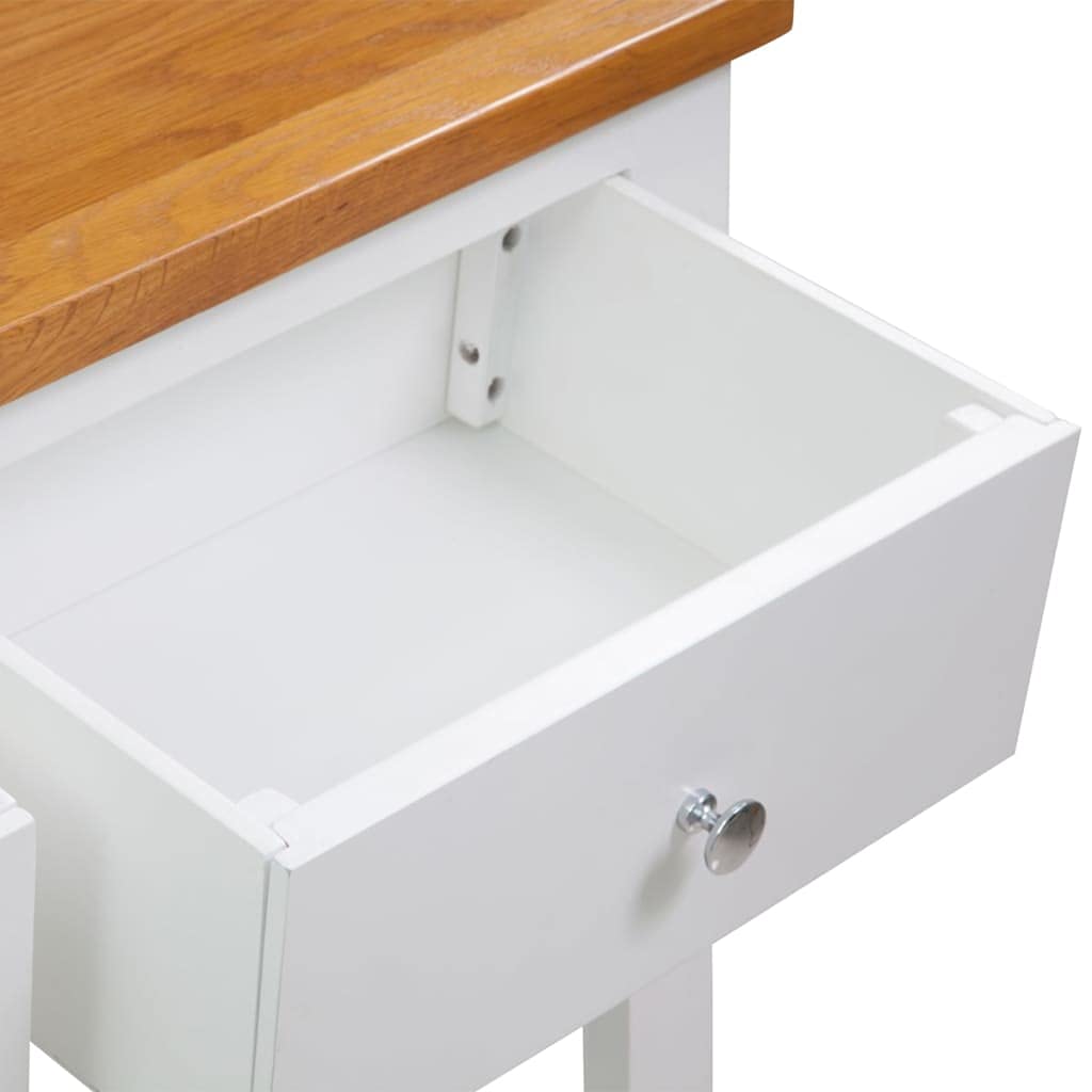 Solid Oak and Acacia Wood Console Table with Two Drawers and Shelf C99679