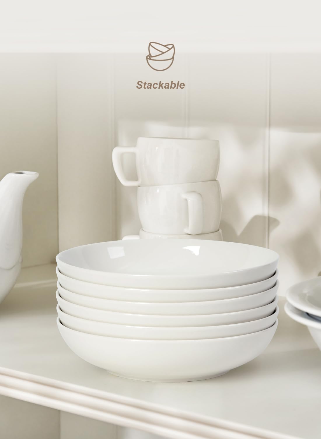 30oz Set of 4 White Porcelain Pasta Bowls T144316