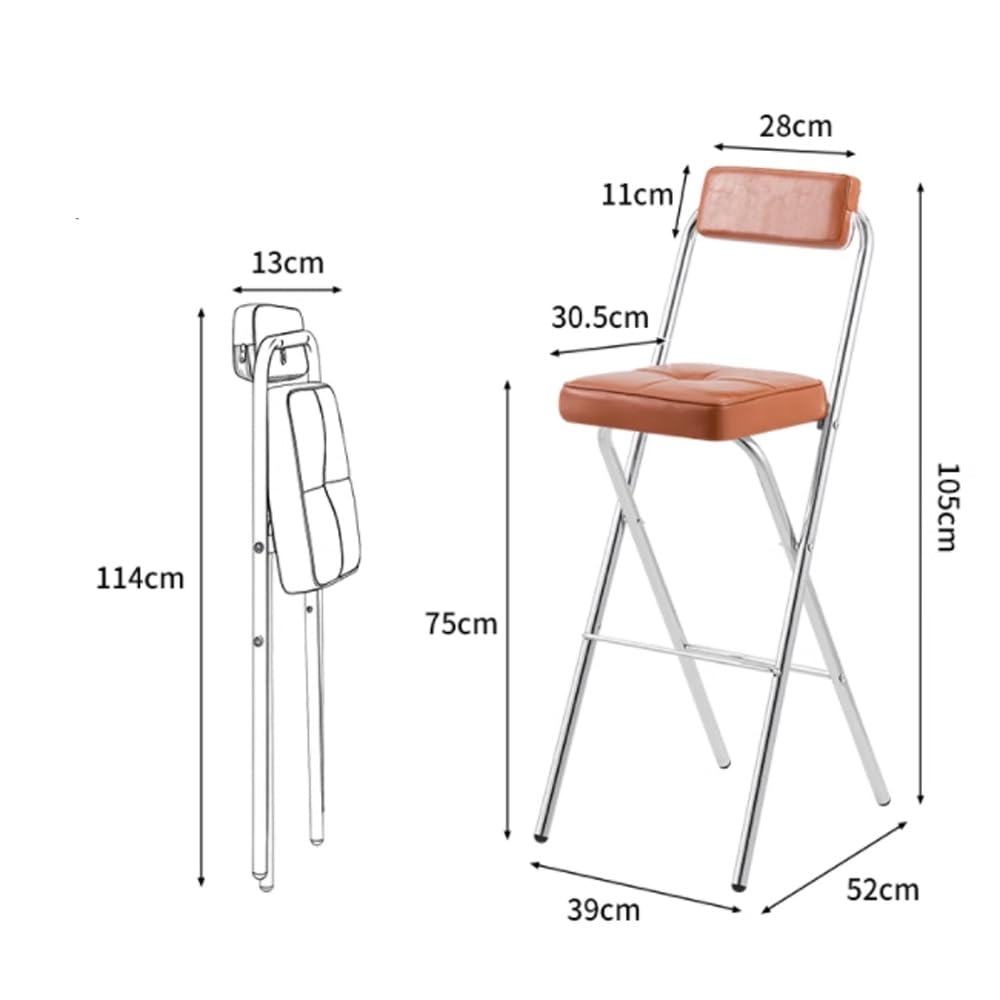Black Folding Bar Stool with Backrest U74760