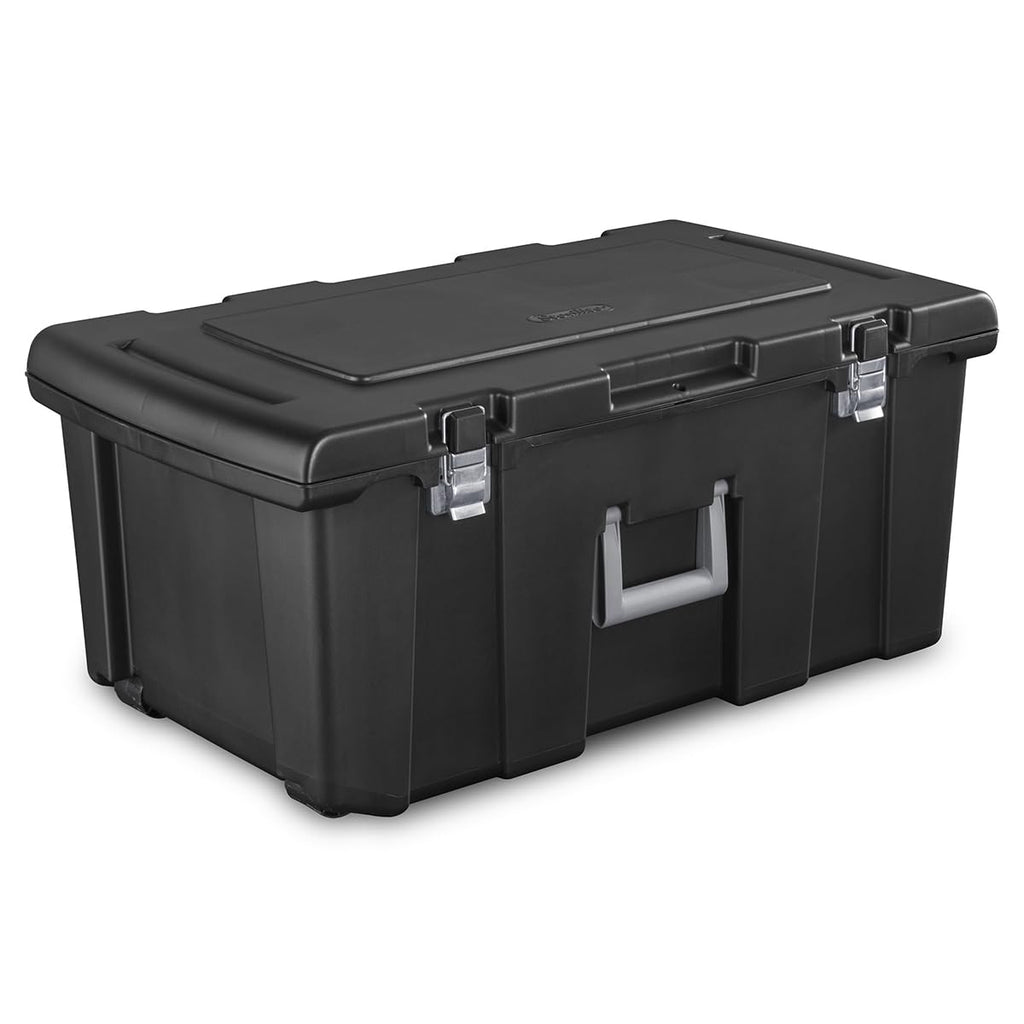 23 Gallon Lockable Storage Tote with Wheels Black B308953