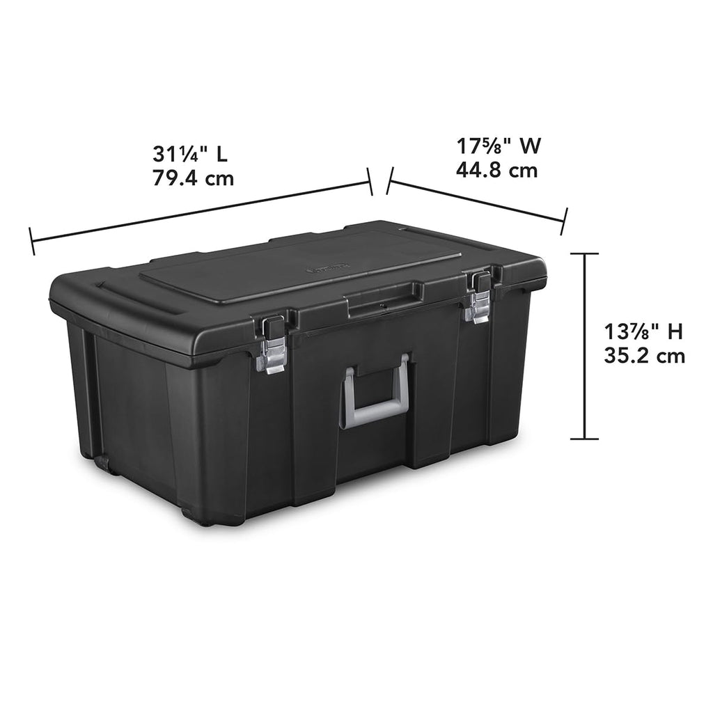 23 Gallon Lockable Storage Tote with Wheels Black B308953
