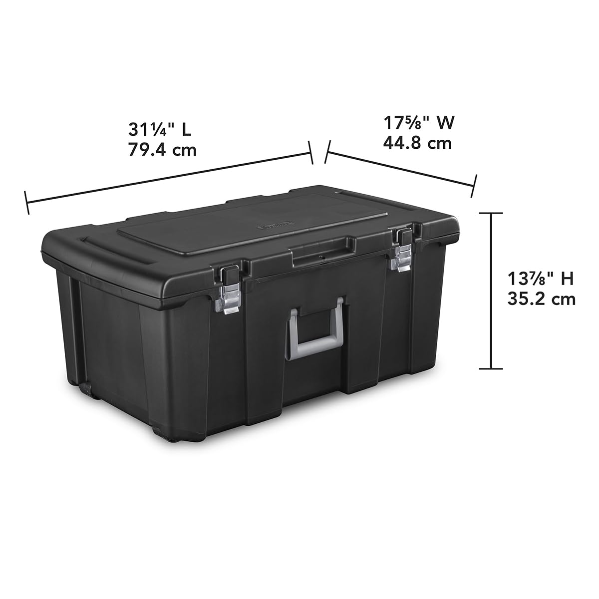 23 Gallon Lockable Storage Tote with Wheels Black B308953