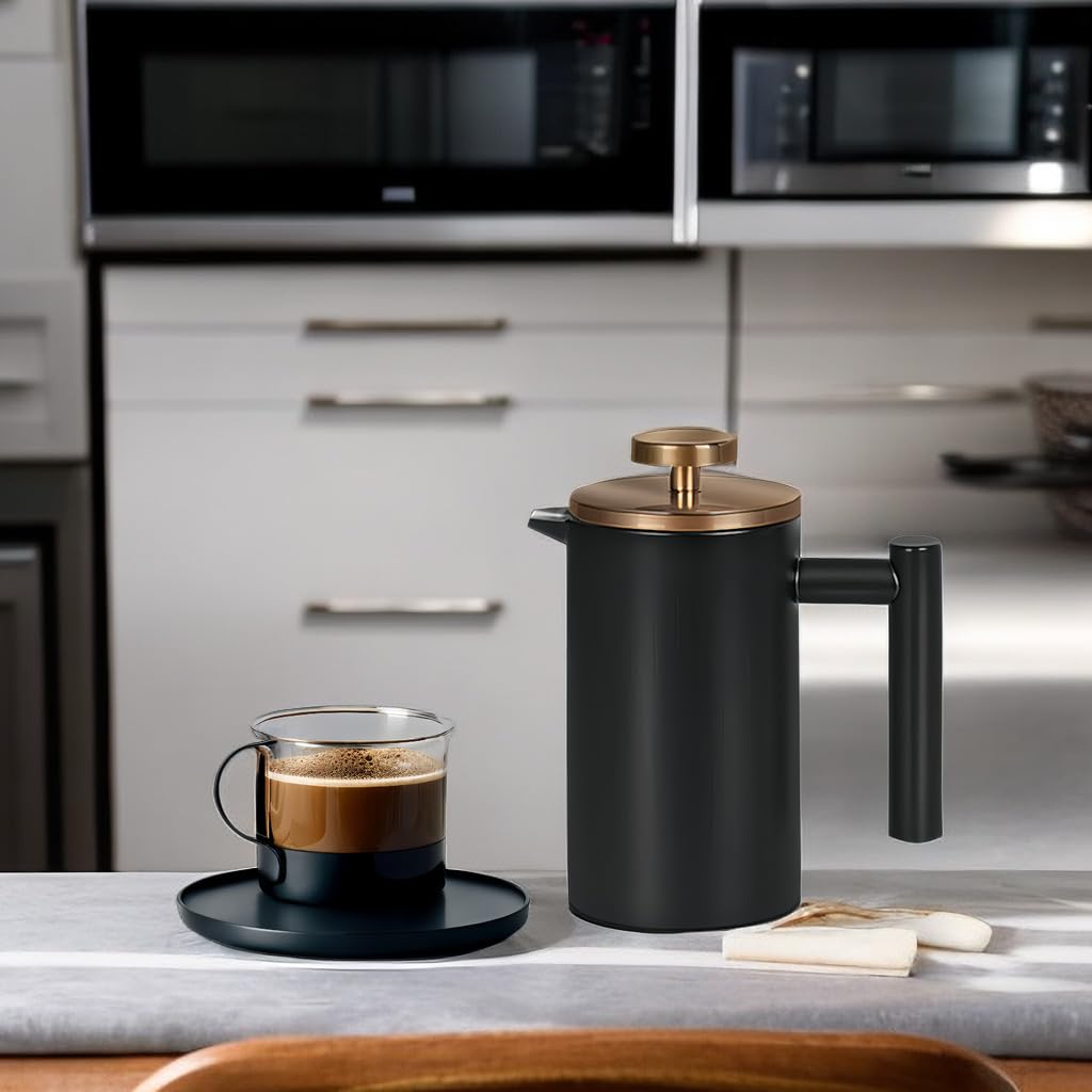 Black Stainless Steel 12oz French Press Coffee Maker H493