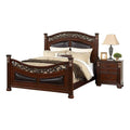 California King Wood Bed with Faux Leather Arched Headboard W1118