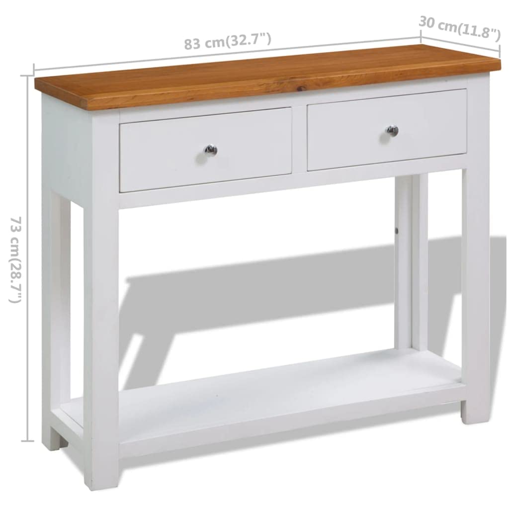 Solid Oak and Acacia Wood Console Table with Two Drawers and Shelf C99679