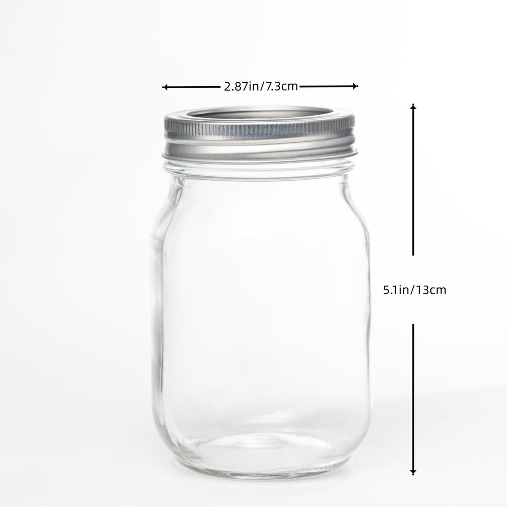 12 Pcs 16oz Regular Mouth Glass Mason Jars with Lids and Rings W464