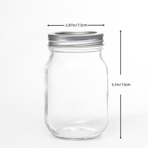 12 Pcs 16oz Regular Mouth Glass Mason Jars with Lids and Rings W464