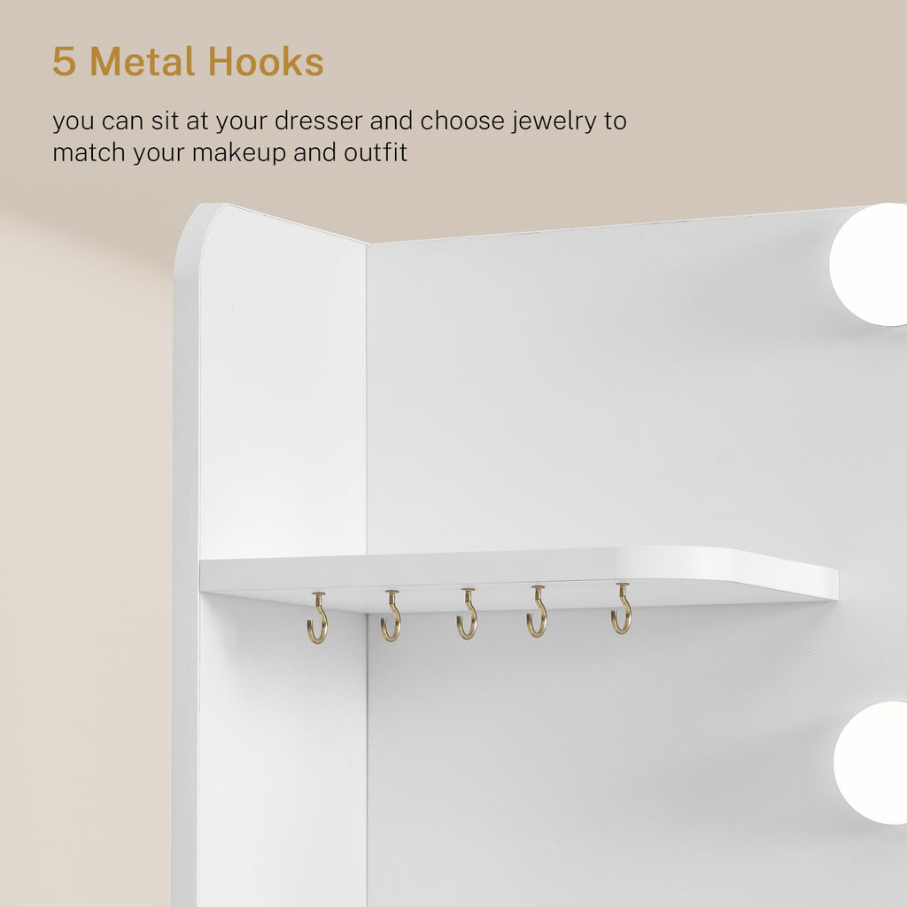 White Vanity Desk with Mirror and Lights E792076