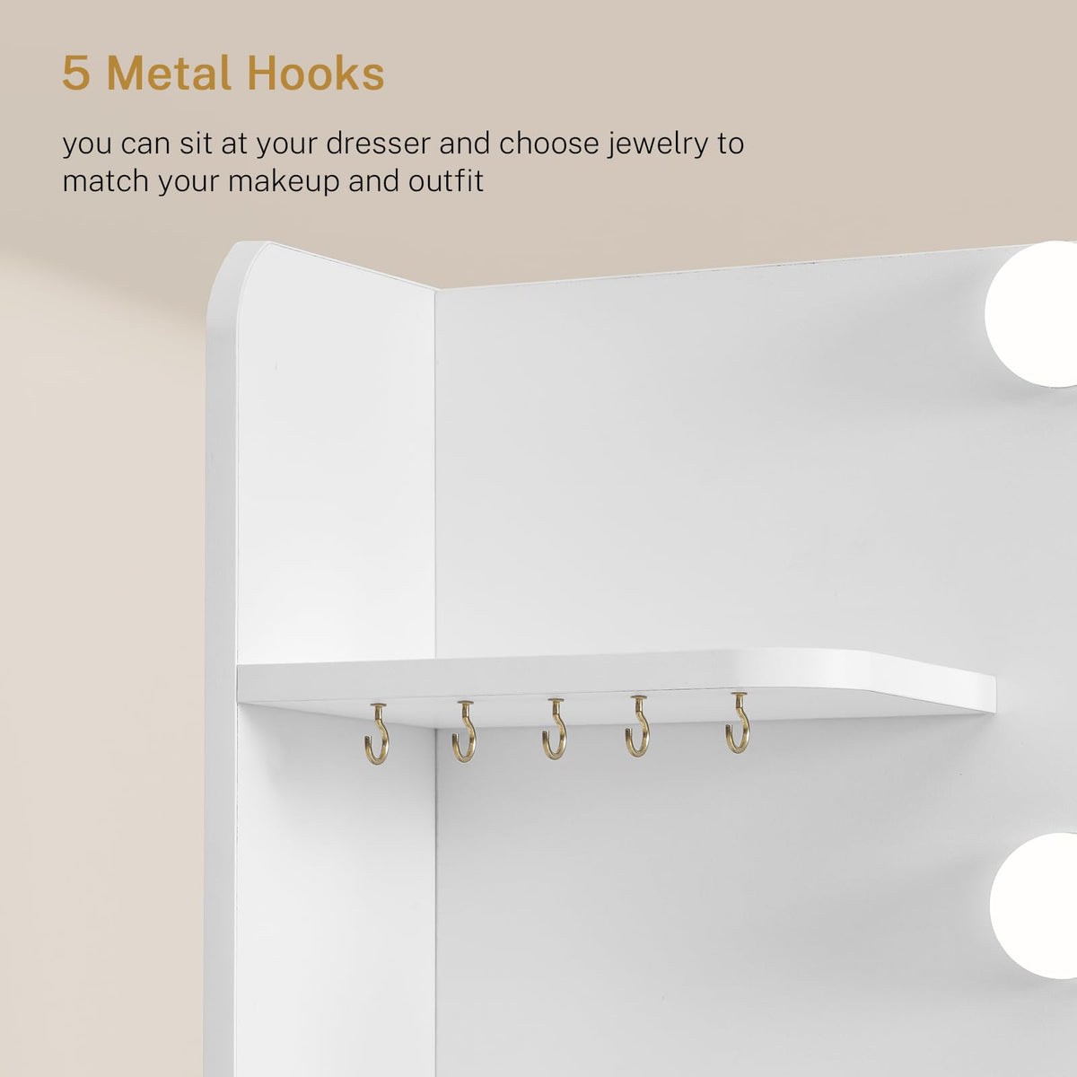 White Vanity Desk with Mirror and Lights E792076