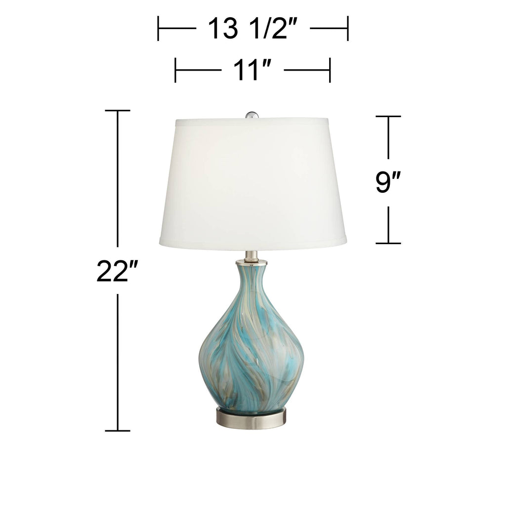22" Blue Art Glass Table Lamp S6096