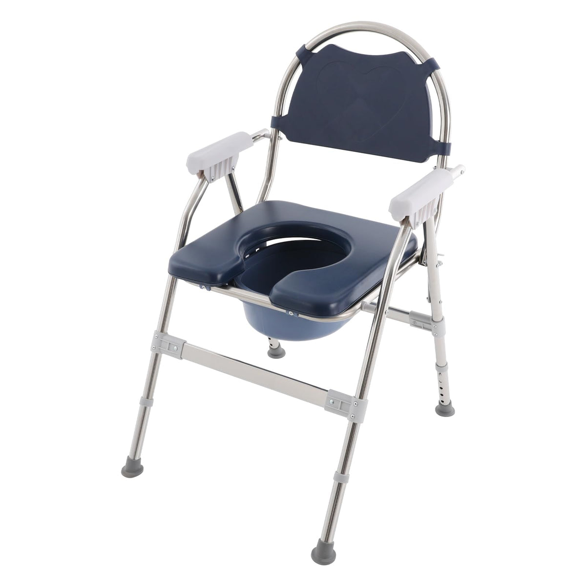3 in 1 Commode Chair with Arms, Adjustable Height, Padded Seat, Toilet Bucket X611439