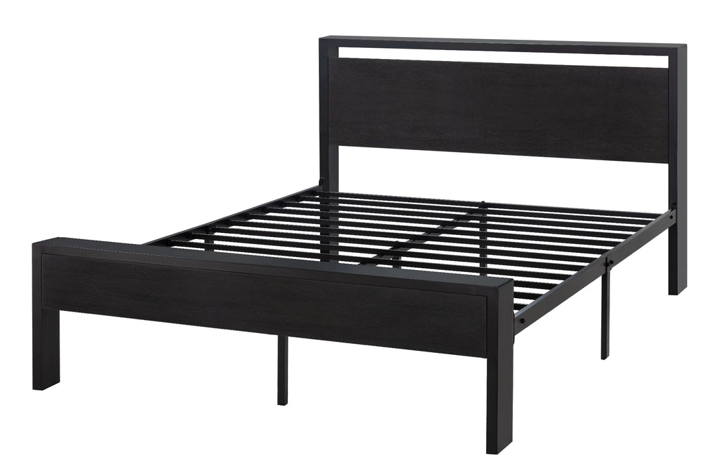 Full Size Bed Frame with Wooden Headboard and Footboard E1387