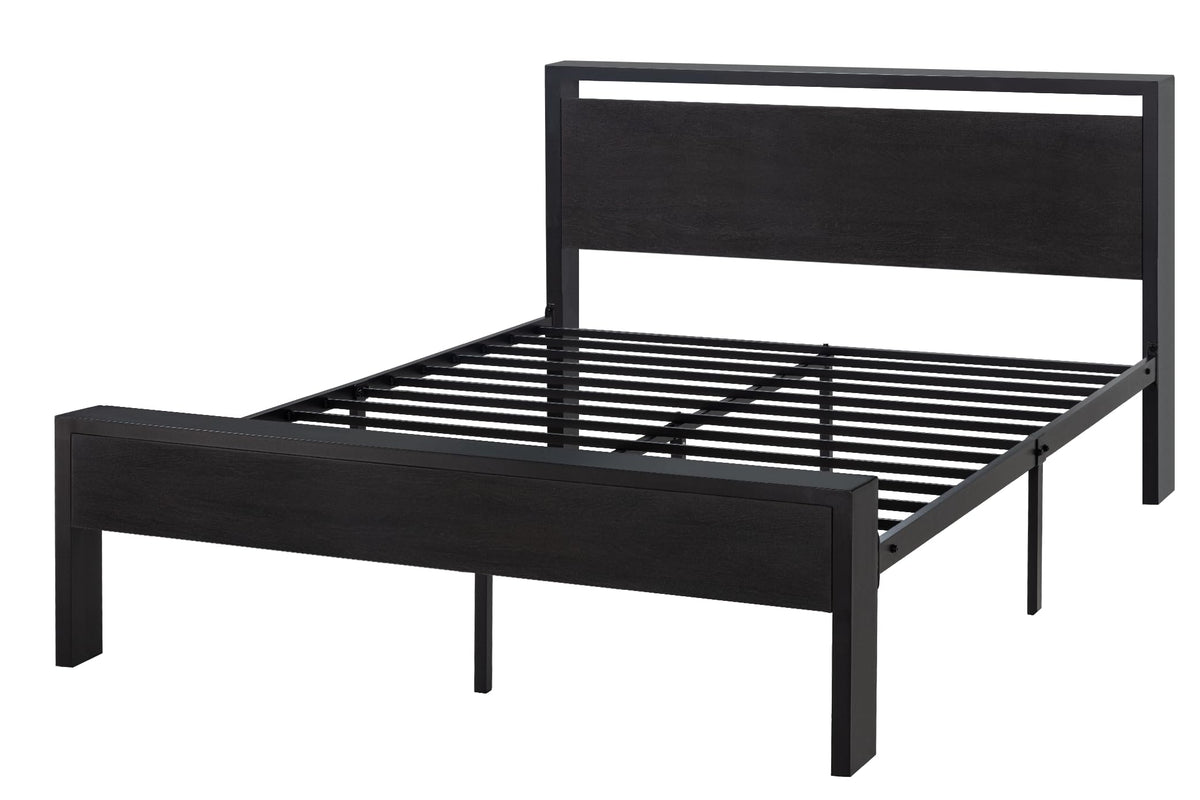 Full Size Bed Frame with Wooden Headboard and Footboard E1387