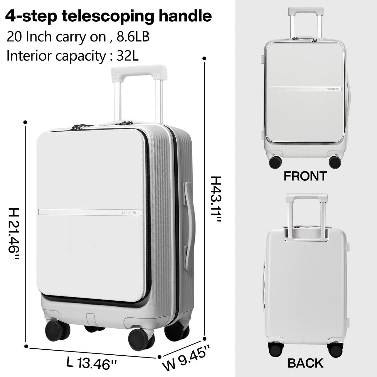 20 Inch Hard Shell Carry On Luggage with Wheels L7037