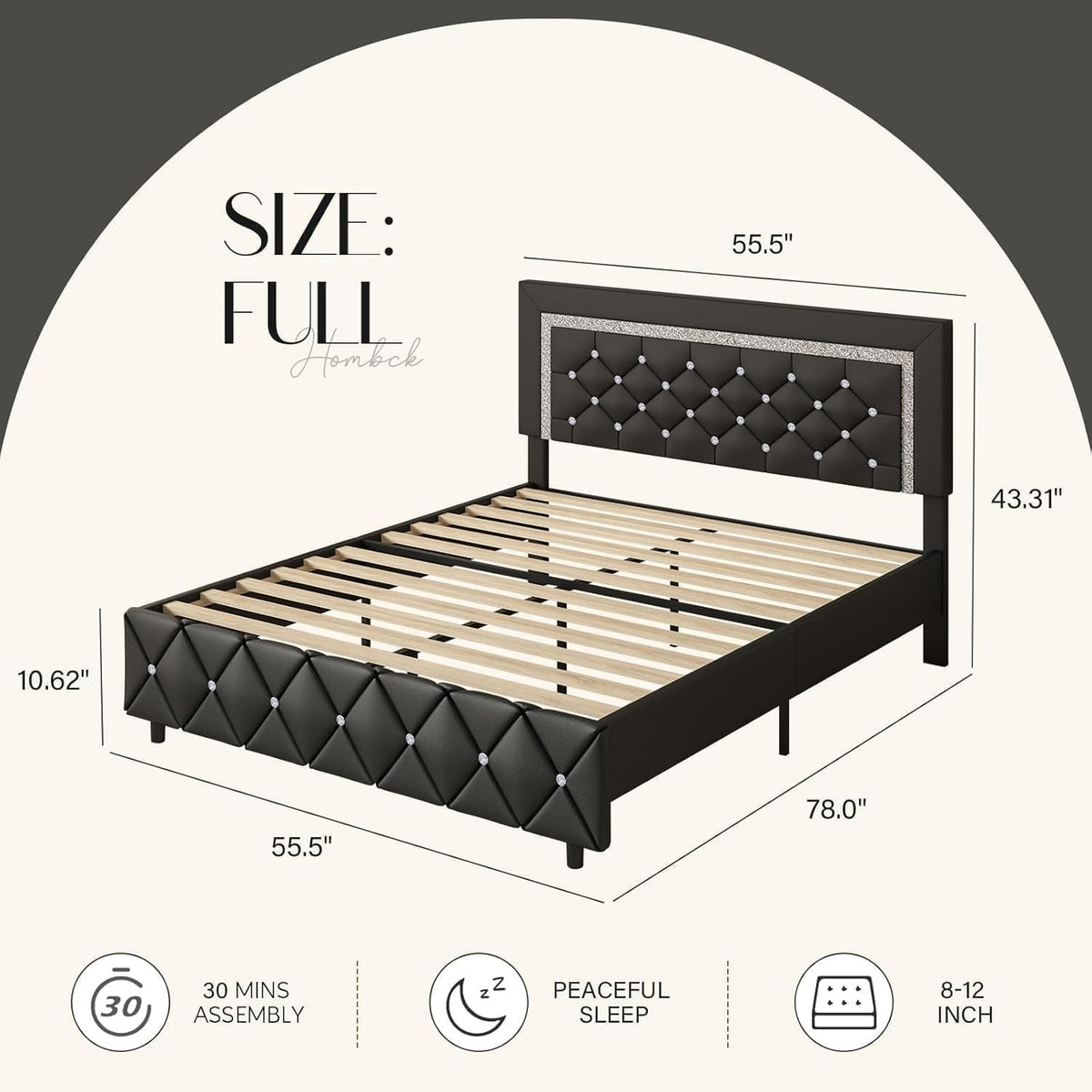 Full Size Upholstered Platform Bed with Headboard G486
