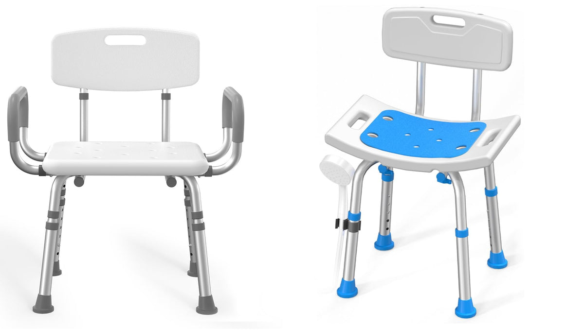 Heavy Duty Height Adjustable Shower Chair with Arms and Back P339827