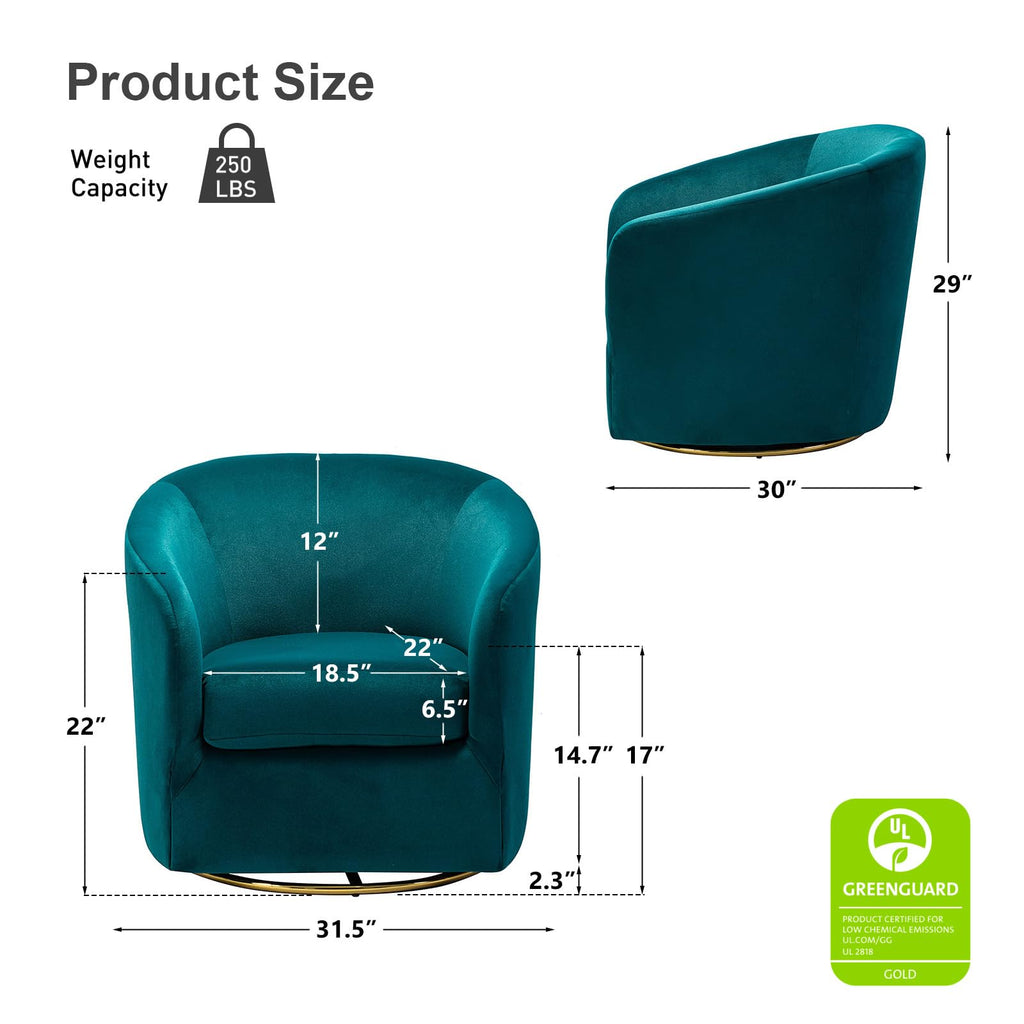 Set of 2 Velvet Swivel Barrel Chair G86221