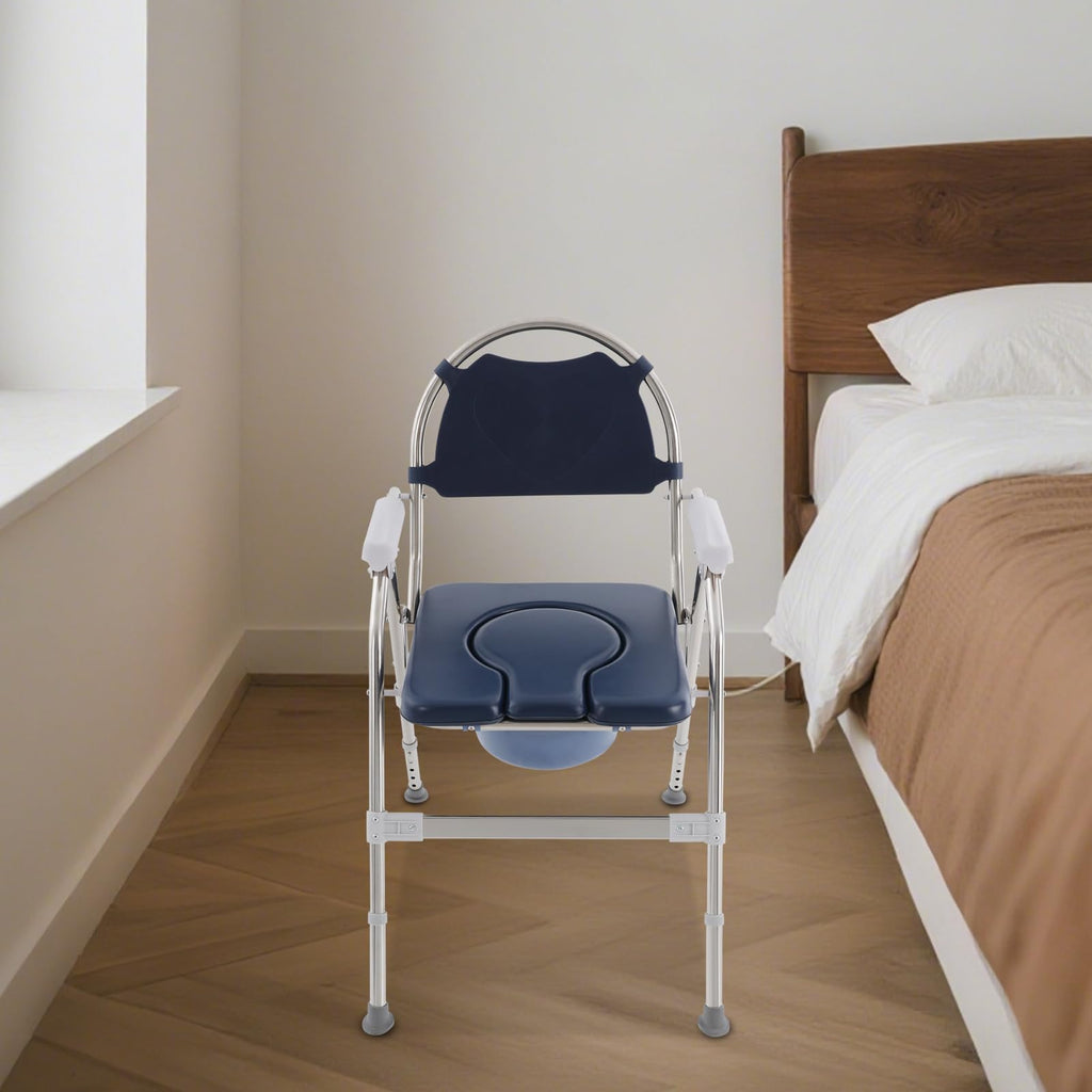 3 in 1 Commode Chair with Arms, Adjustable Height, Padded Seat, Toilet Bucket X611439