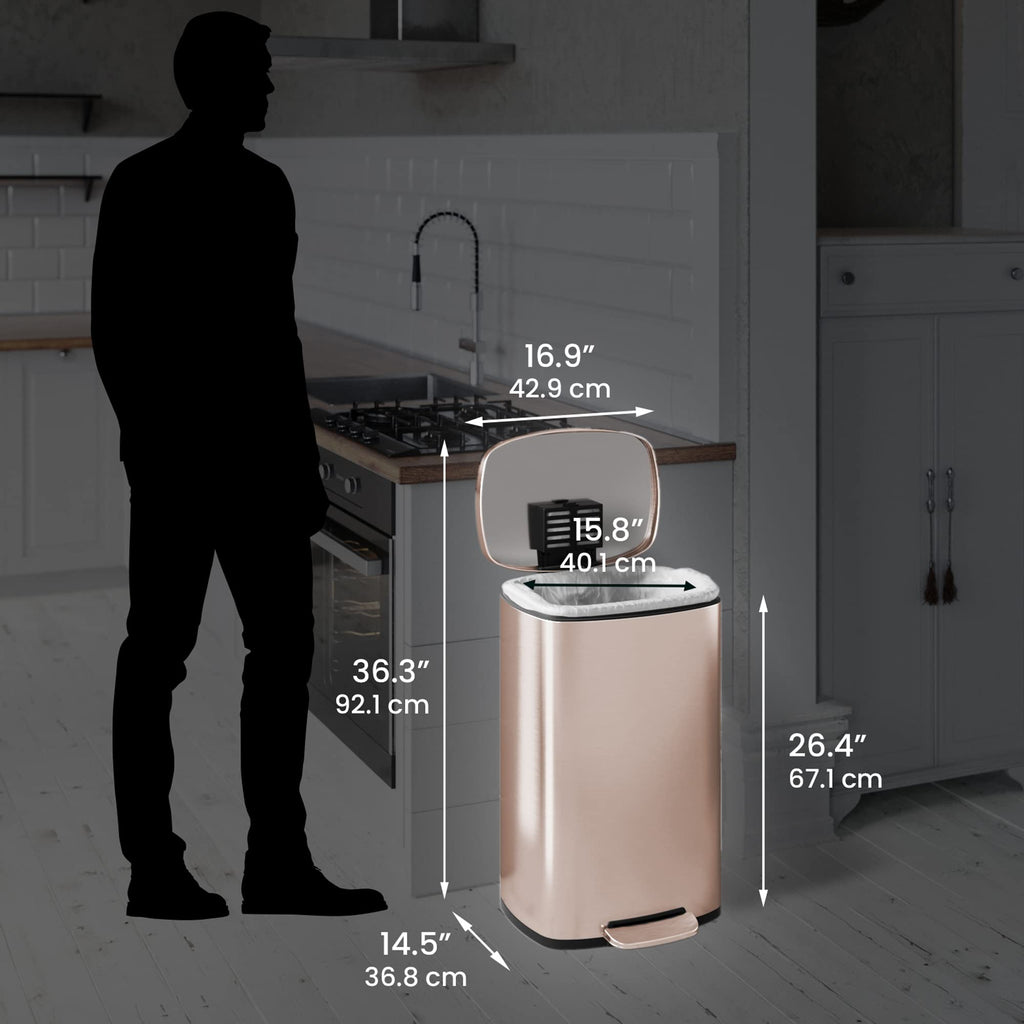 13.2 Gallon Stainless Steel Step Trash Can with Lid F5375
