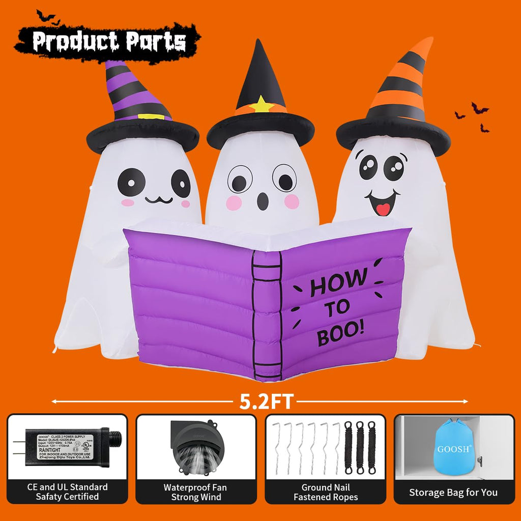 5.2FT Halloween Inflatables Ghost Outdoor Decoration with Built-in LEDs H16655