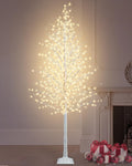 8FT Lighted White Artificial Christmas Twig Tree with 1440 Warm White LEDs R7154