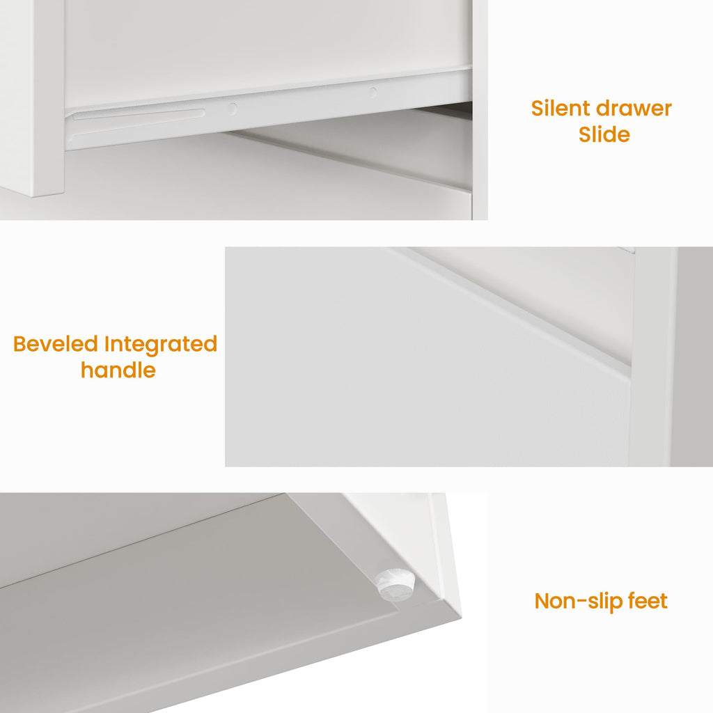 White 3 Drawer Nightstand A90163