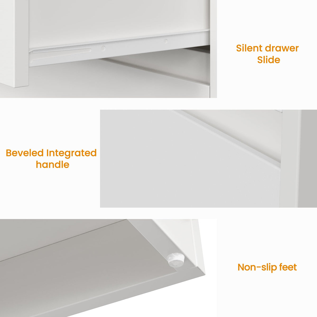 White 3 Drawer Nightstand A90163