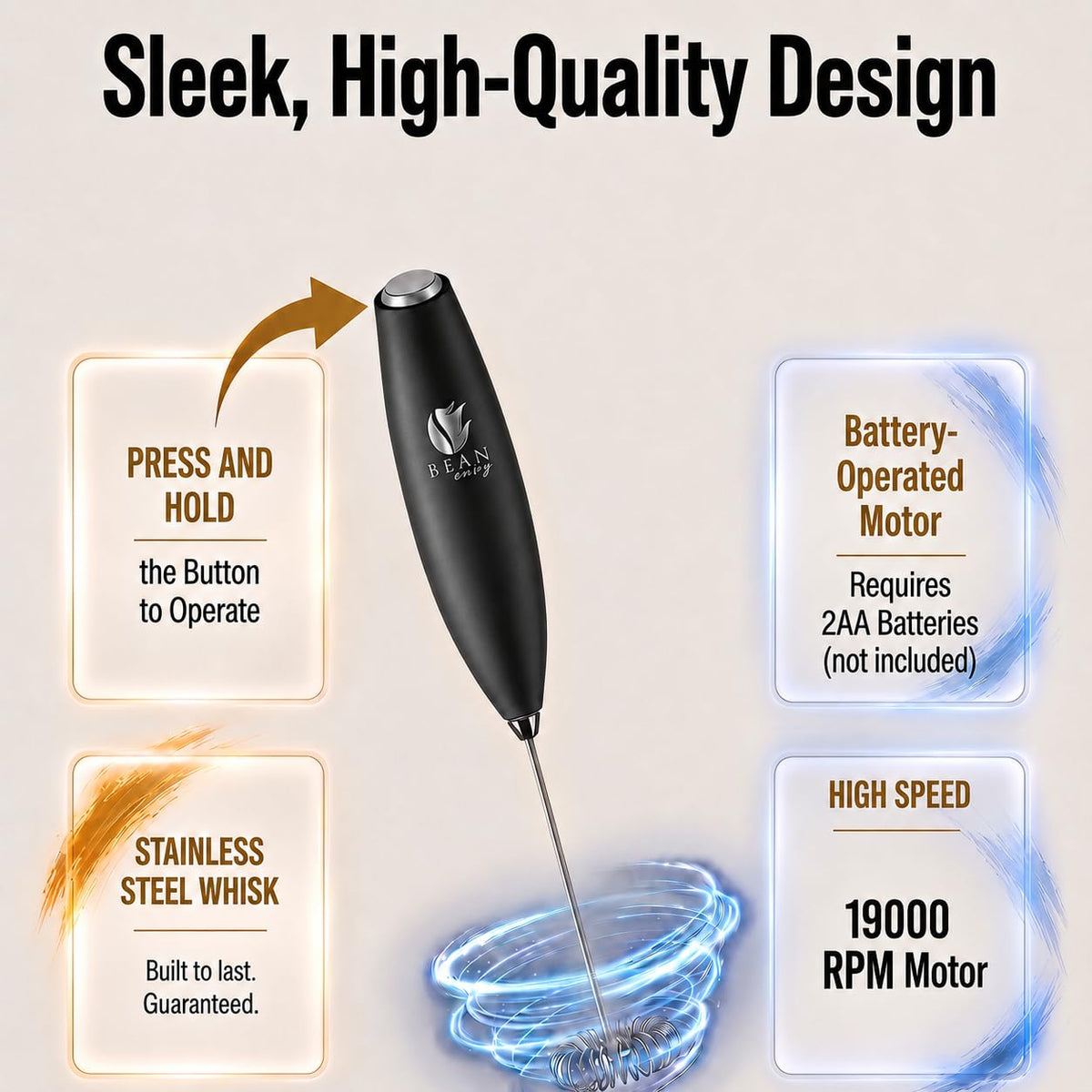 Black Handheld Milk Frother X828