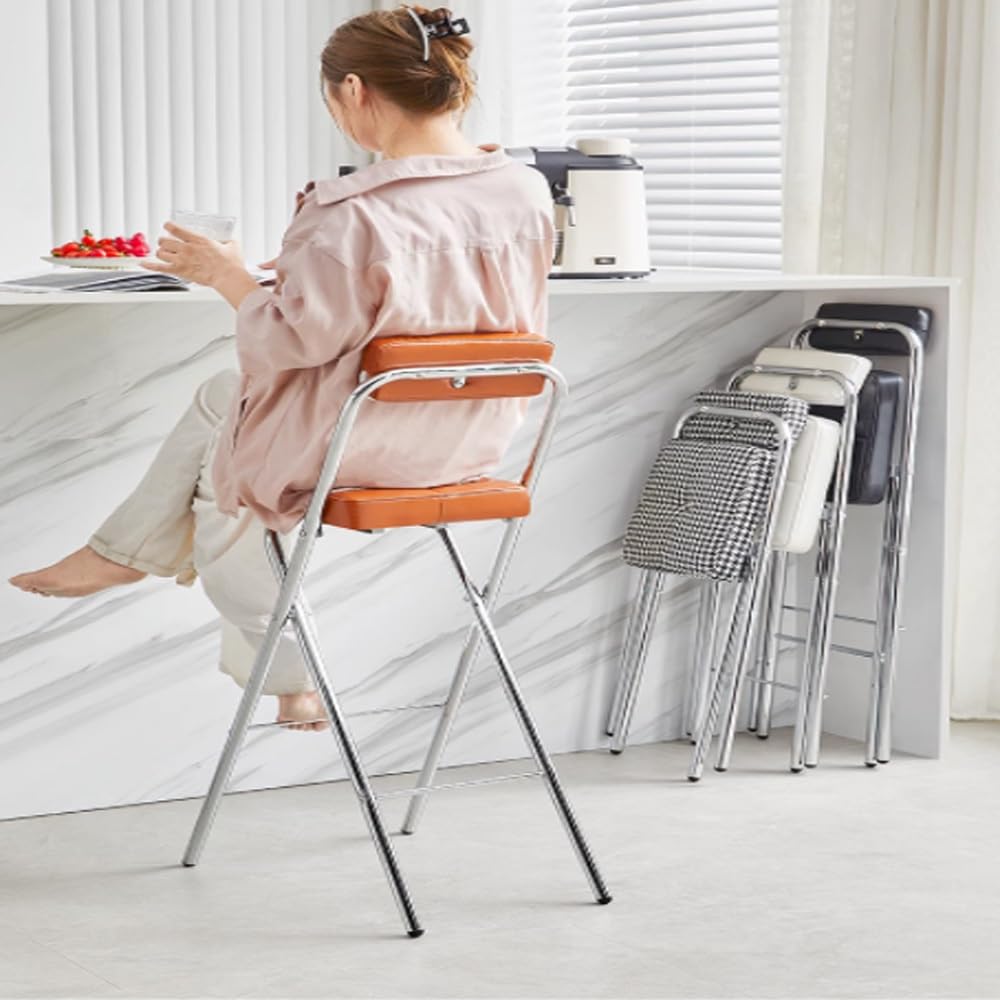 Black Folding Bar Stool with Backrest U74760