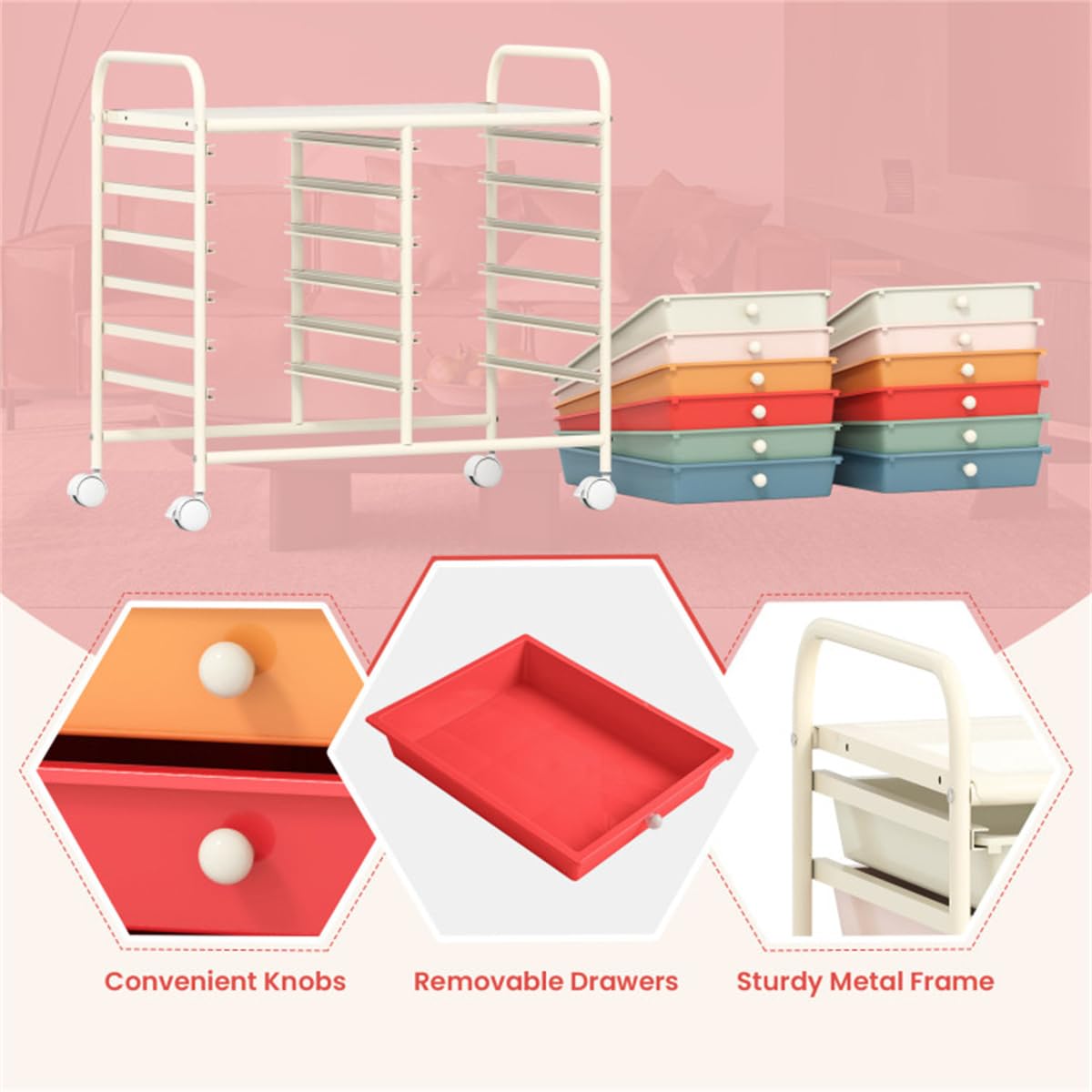 12 Drawer Rolling Storage Cart with Wheels N22491