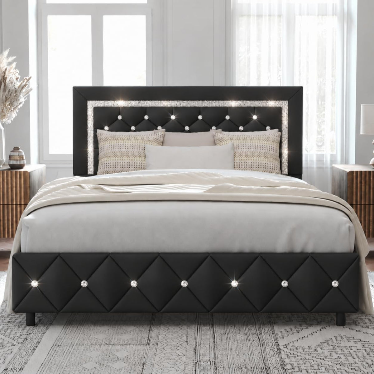 Full Size Upholstered Platform Bed with Headboard G486