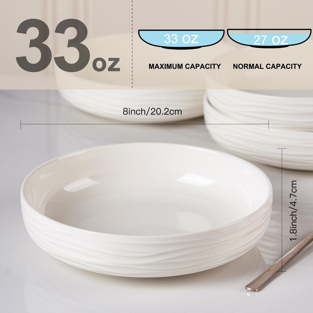 White Pasta Bowls Set of 4 B929