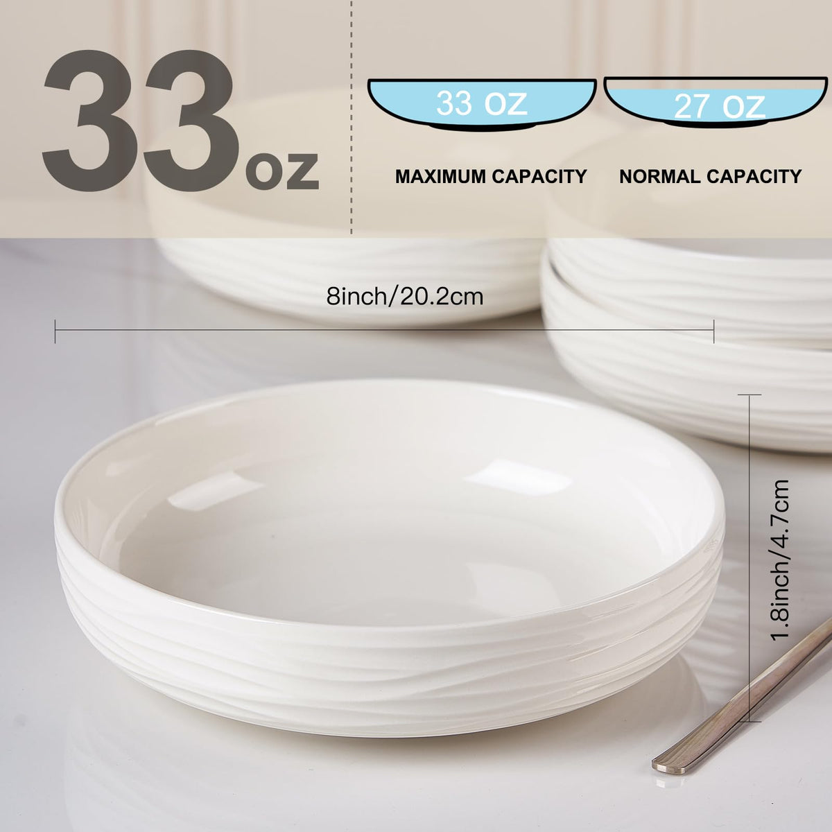 White Pasta Bowls Set of 4 B929