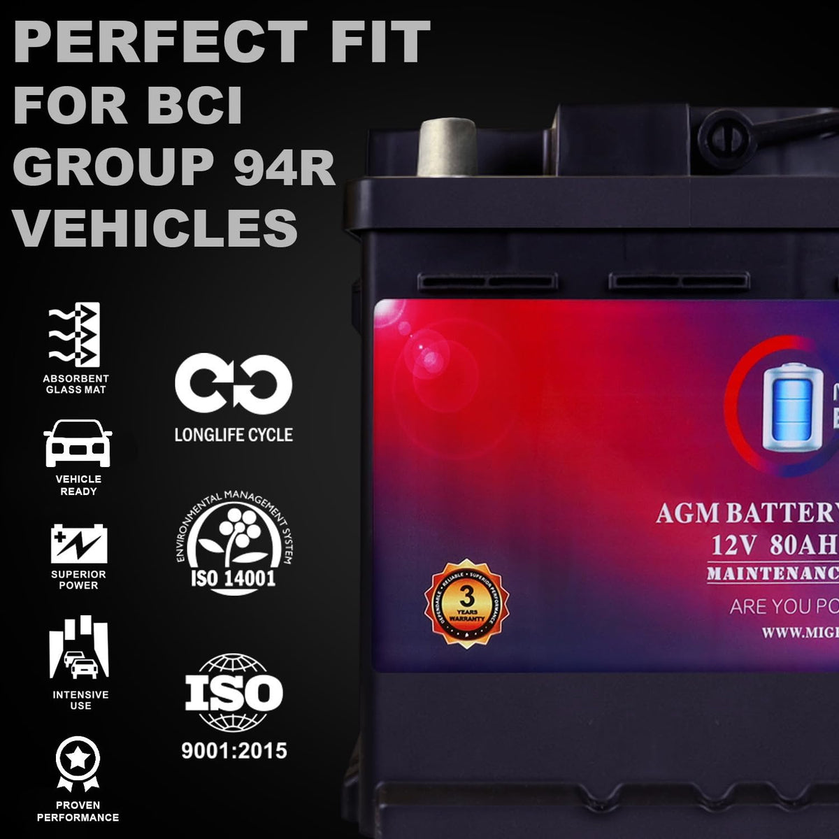 12V 80AH 850 CCA Replacement Battery Z64035