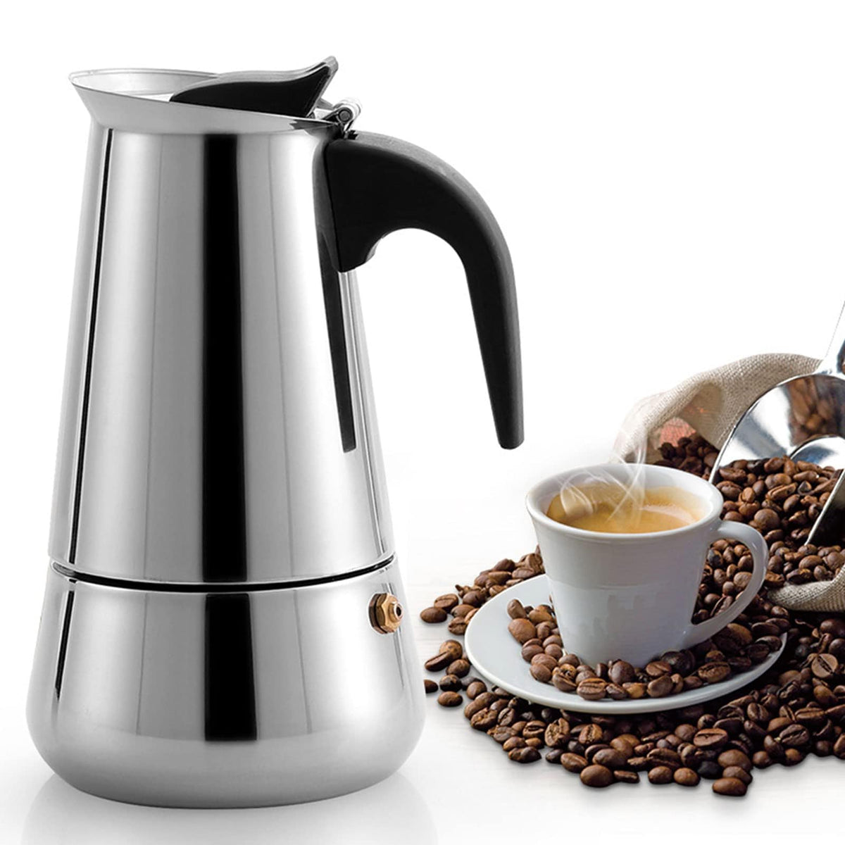 Stainless Steel Stovetop Espresso Maker 300ml 6 cup Q9518