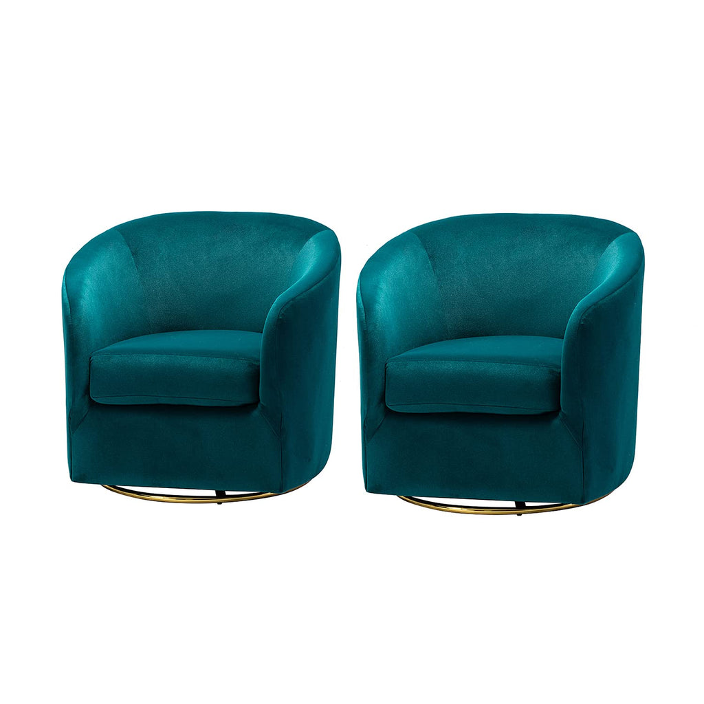 Set of 2 Velvet Swivel Barrel Chair G86221