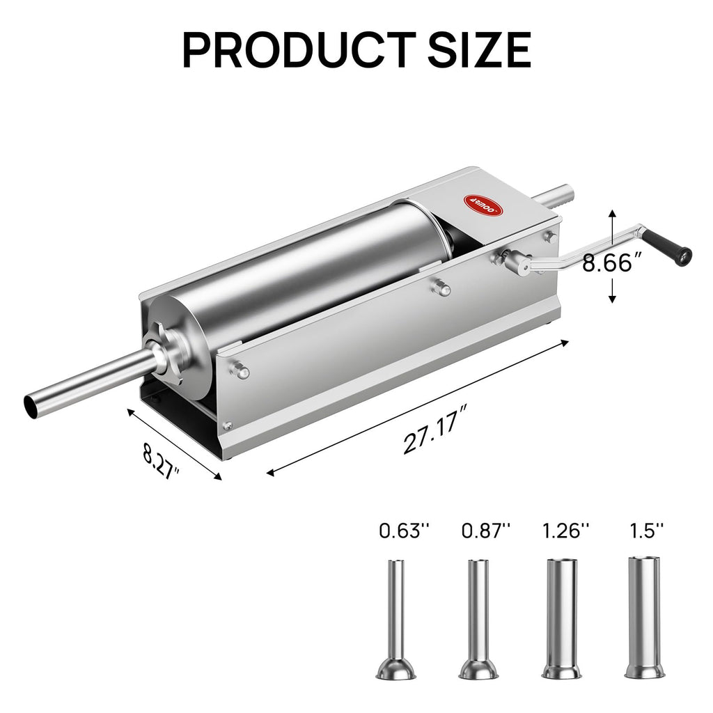 Manual Stainless Steel Sausage Stuffer with 4 Stuffing Tubes M93578