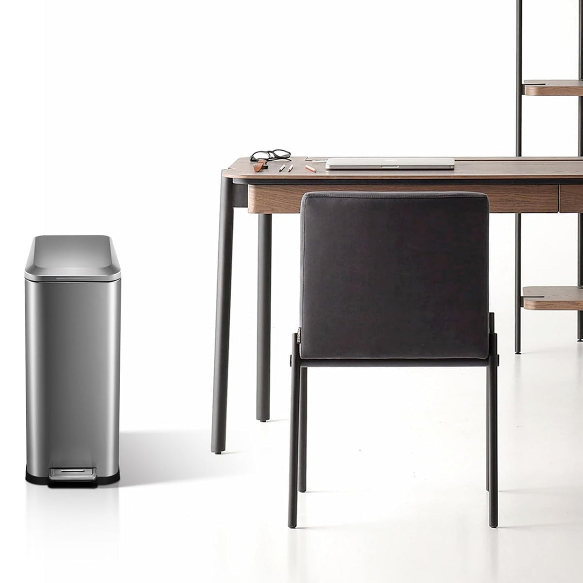 50L Slim Stainless Steel Step Trash Can with Soft-Close Lid H498