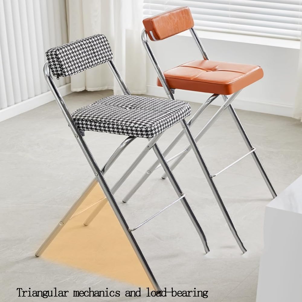 Black Folding Bar Stool with Backrest U74760