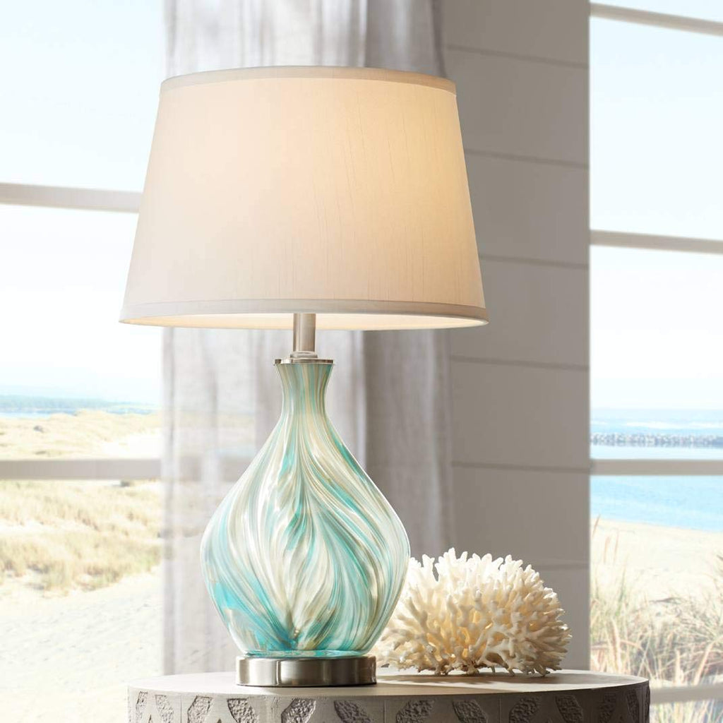 22" Blue Art Glass Table Lamp S6096