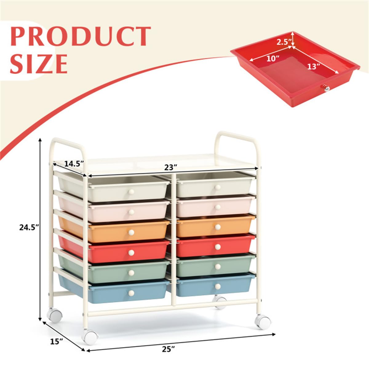 12 Drawer Rolling Storage Cart with Wheels N22491