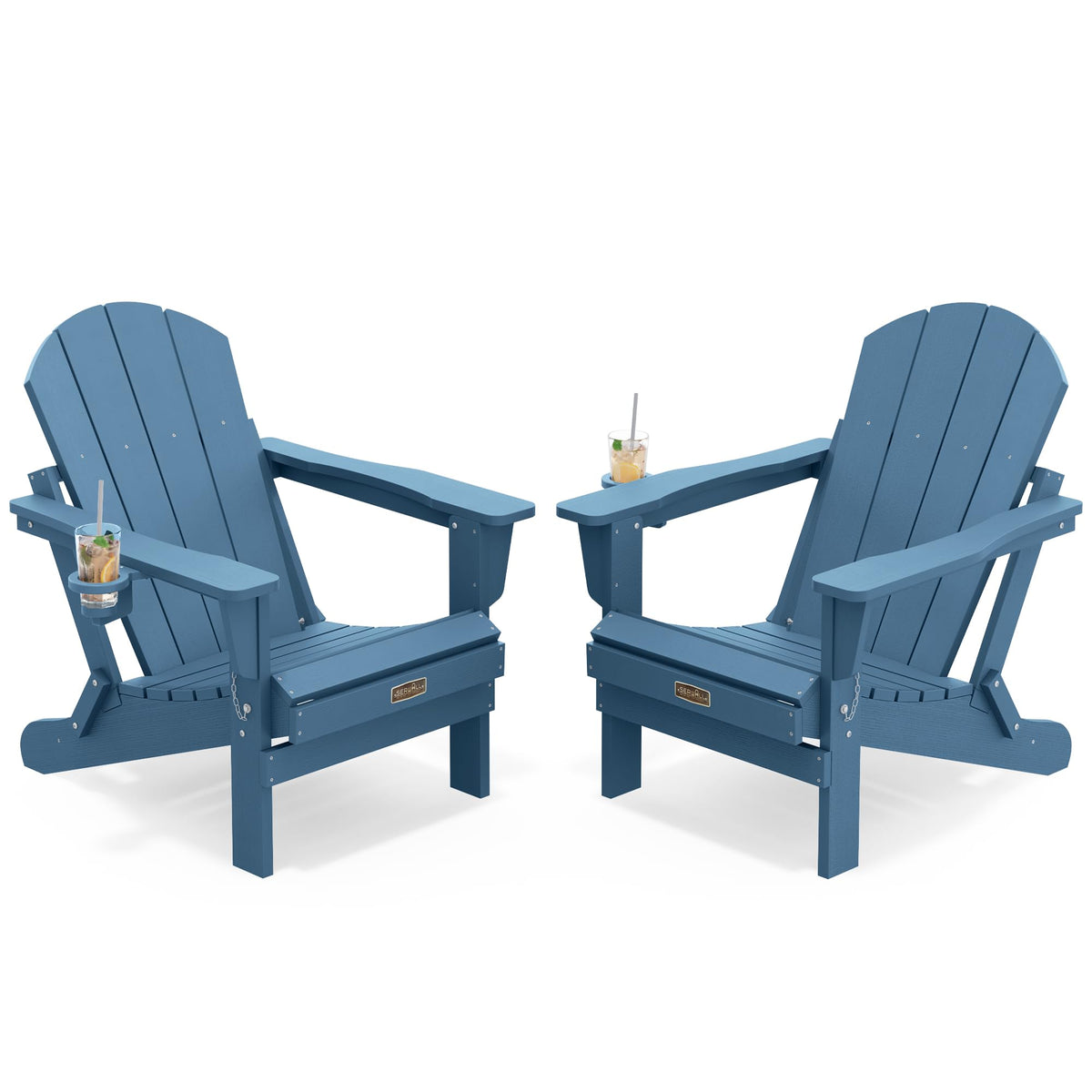 Folding Adirondack Chair Set of 2 with Cup Holder L329