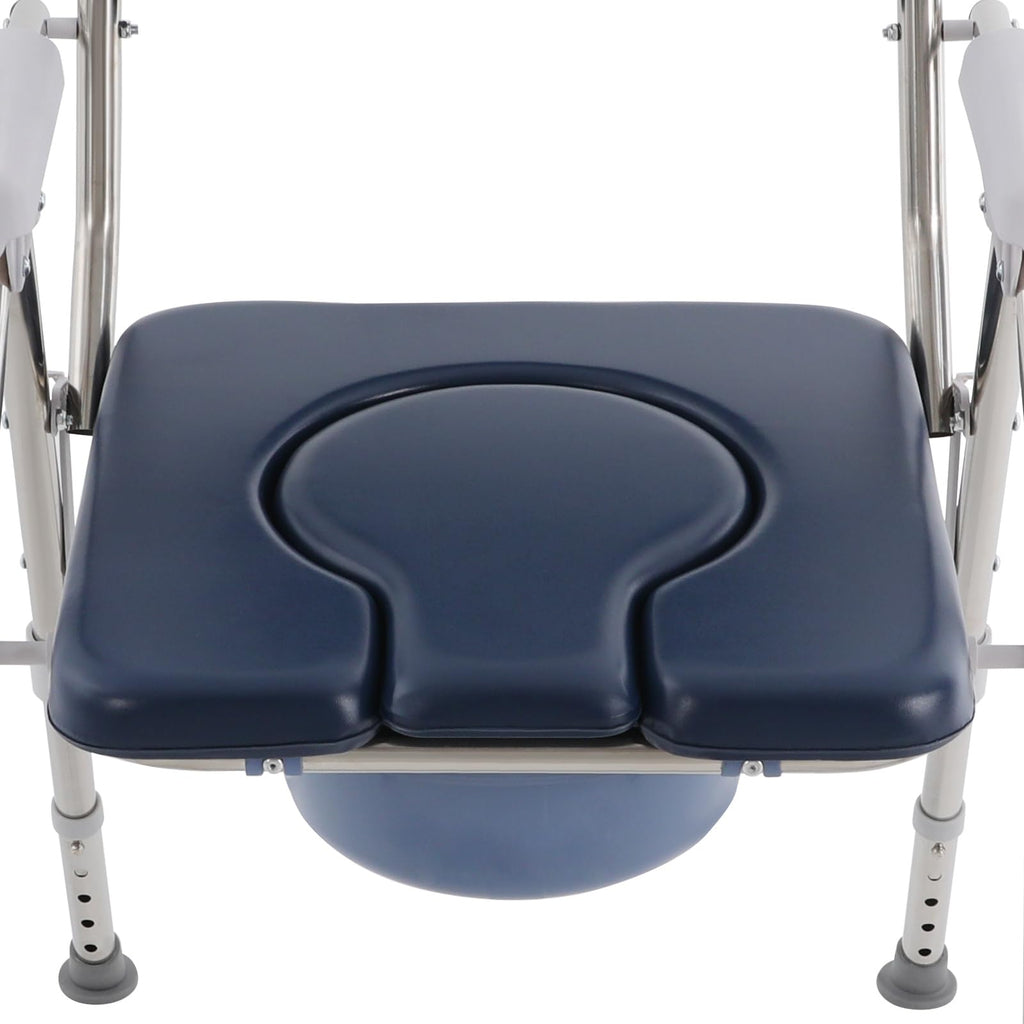 3 in 1 Commode Chair with Arms, Adjustable Height, Padded Seat, Toilet Bucket X611439