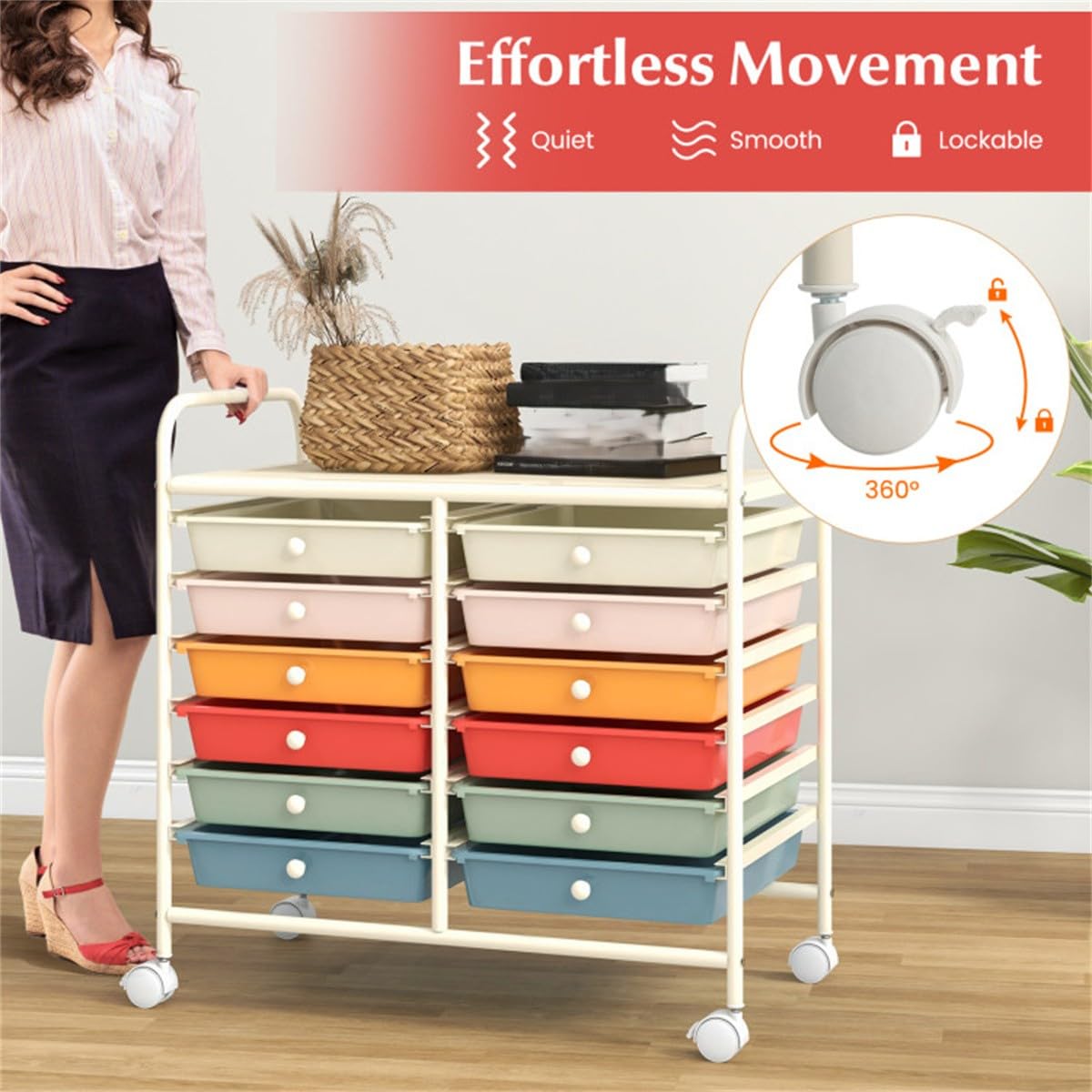 12 Drawer Rolling Storage Cart with Wheels N22491