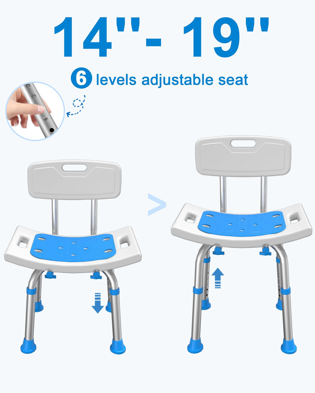 Heavy Duty Height Adjustable Shower Chair with Arms and Back P339827