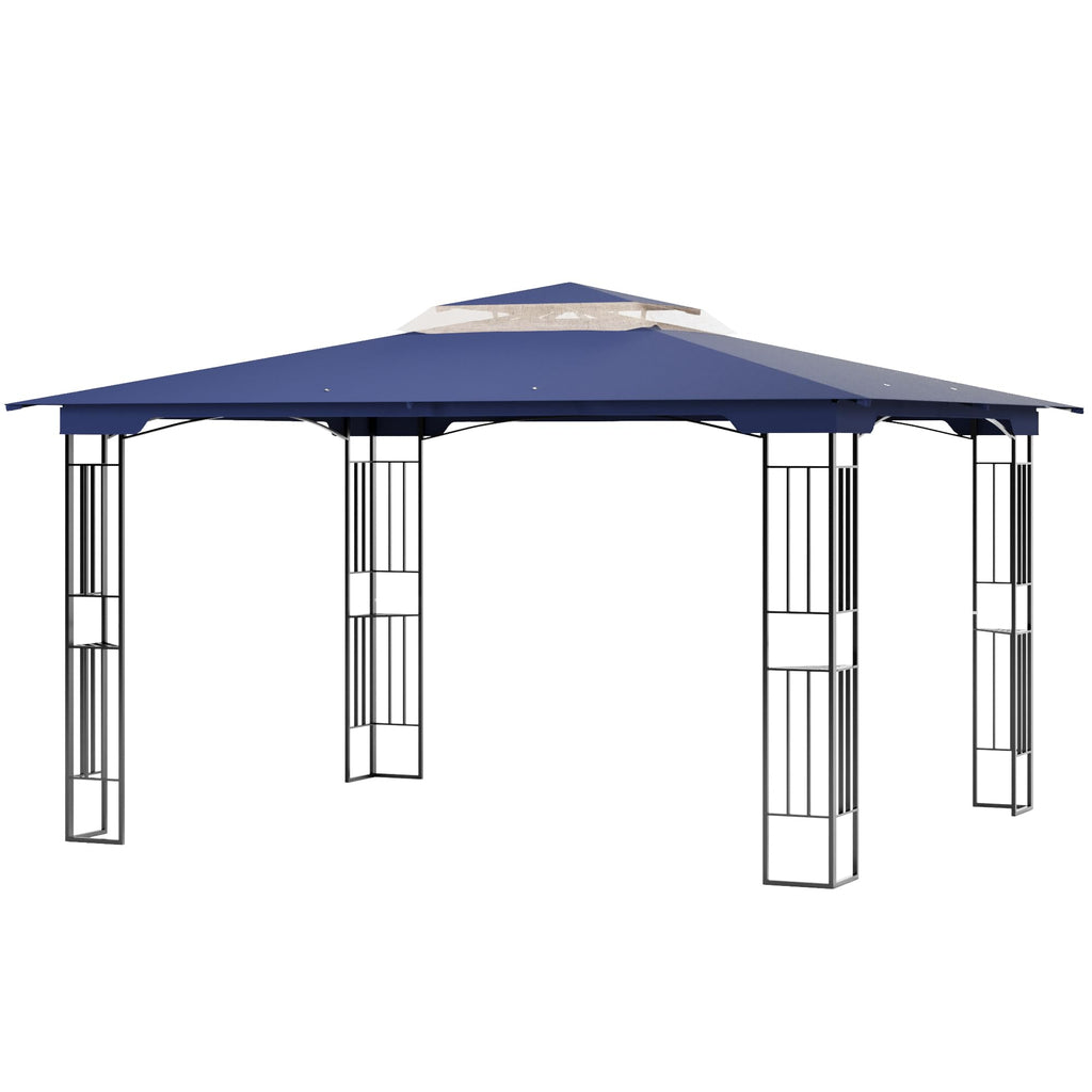 13' x 11' Navy Blue Outdoor Patio Gazebo with Mosquito Netting E967430