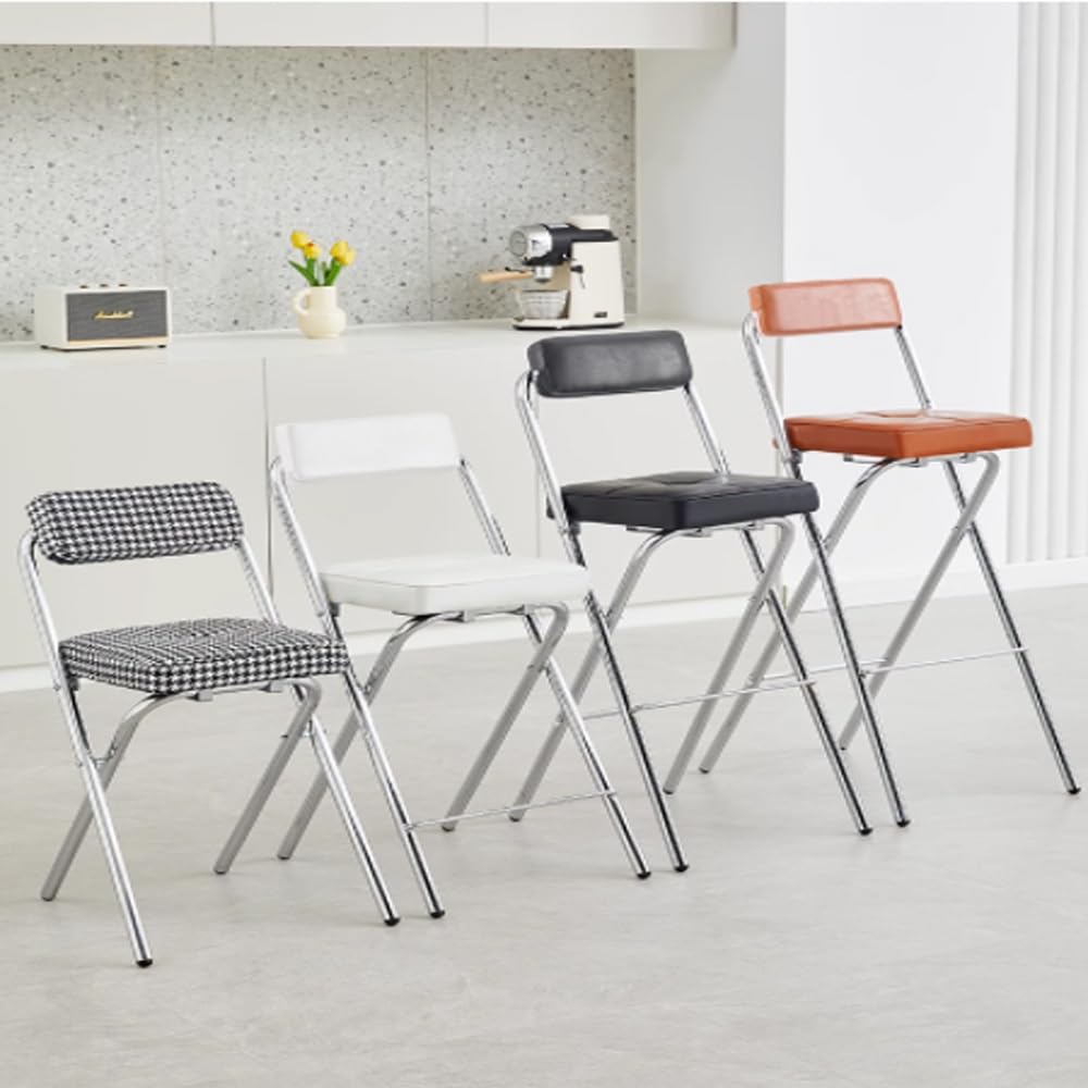Black Folding Bar Stool with Backrest U74760