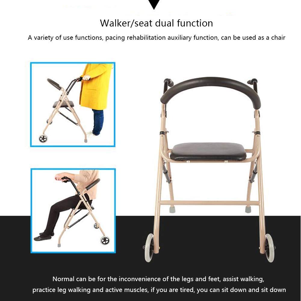 Lightweight Folding Aluminum Rollator Walker with Seat W861